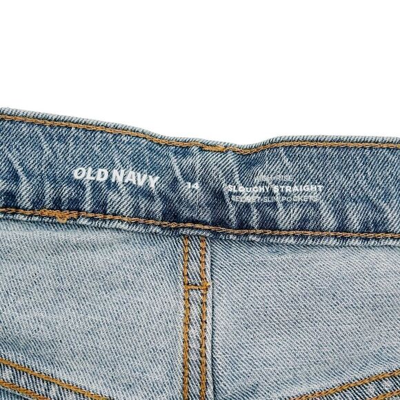 Old Navy high-rise slouchy straight jeans with patched knee detail size 14 - Picture 6 of 7